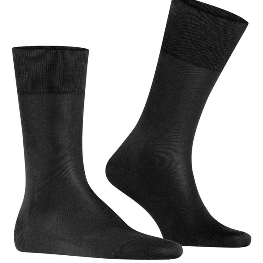 FALKE MENS TIAGO COTTON DRESS SOCKS BLACK US  SIZE 12.5-13.5 XL NWT